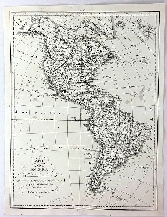 ANTONELLI, G., Carta dell America, antique map, old maps