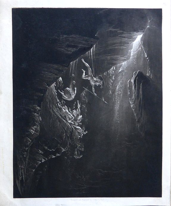 MARTIN, John / PROWETT, Septimus. , 'Him the Almighty Power Hurl'd headlong from the ethereal sky' , antique map, old maps