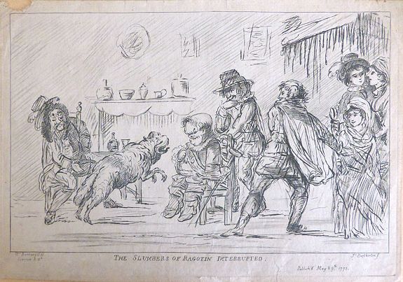 Henry William Bunbury - James Bretherton. , The Slumbers of Ragotin Interrupted, antique map, old maps