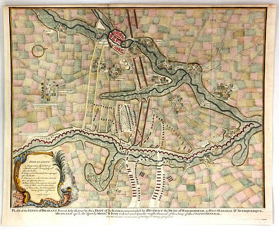 RAPIN, M., Plan of the Lines of Brabant Forced July 18, 1704 by the Army of the Allies, antique map, old maps