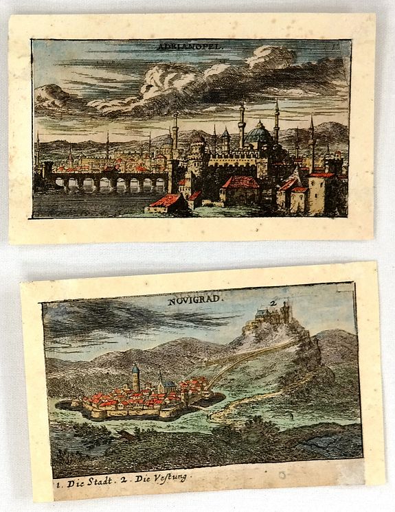 VAN BIRKEN., Enirne, Turkey & Nograd, Hungary - Two Miniature City Plans, antique map, old maps