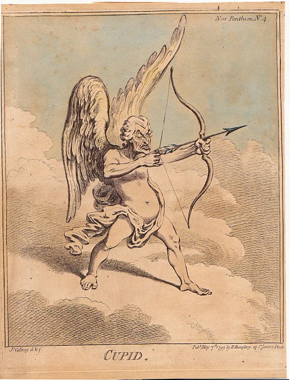 James Gillray., Cupid, from the New Pantheon No.4, published by Hannah Humphrey, 1799 , antique map, old maps