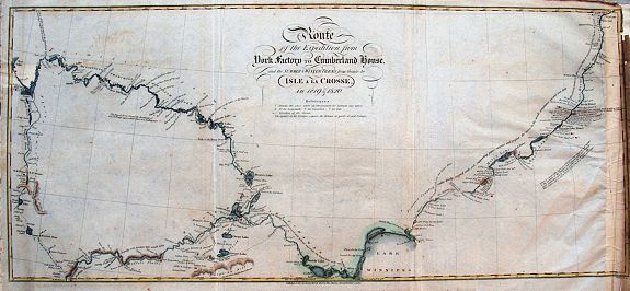 MURRAY, J., Route of the Expedition from York Factory to Cumberland House and the Summer & Winter Tracks from thence to Isle a La Crosse, in 1819 & 1820. , antique map, old maps