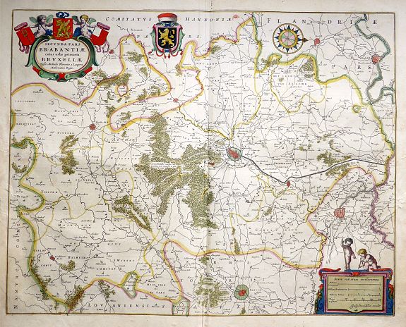 BLAEU, W., Secunda Pars Brabantiae cuiuc urbs primaria Bruxellae., antique map, old maps