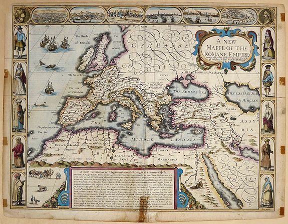 SPEED, J., A New Mappe of the Roman Empire newly described by John Speede and are to be found in pops head alley by G Humble 1626., antique map, old maps