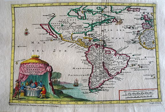 Van der Aa, P., America of Nieuw Ontekte Weereld tot de Beschryving Joseph D'Acosta afgebakend, antique map, old maps