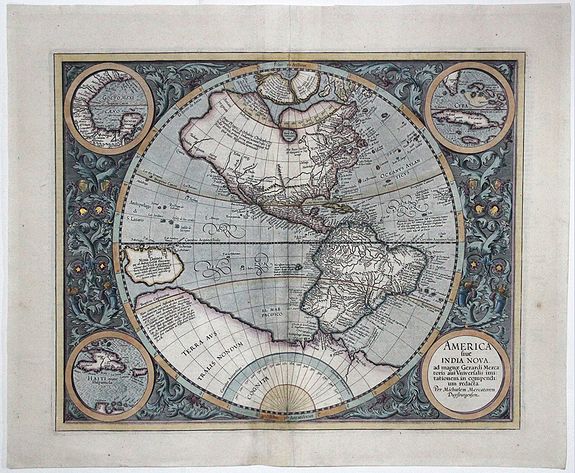 MERCATOR, G., AMERICA TRUE INDIA NOVA ad magna Gerardi Mercatoris aui Vniversalis imitationem in compendi. Um redacta., antique map, old maps