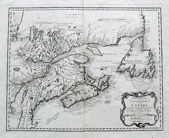 HOMANN HEIRS., Partie Orientale de la Nouvelle France ou du Canada..., antique map, old maps