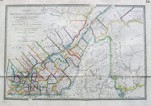 WYLD, J., Quebec or Province of Lower Canada, Describing all the Seigneuries, Townships, Grants of Land, &c..., antique map, old maps