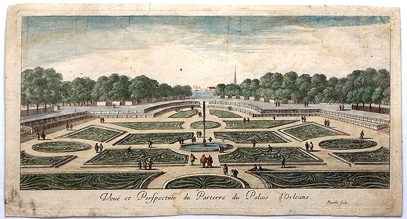 PERELLE, G., Veue et Perspective du Parterre du Palais d'Orleans., antique map, old maps