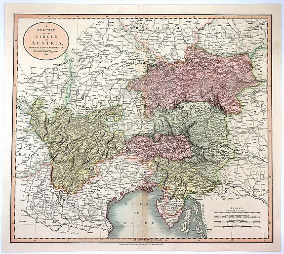 CARY, J., A New Map of the Circle of Austria from the Latest Authorities., antique map, old maps