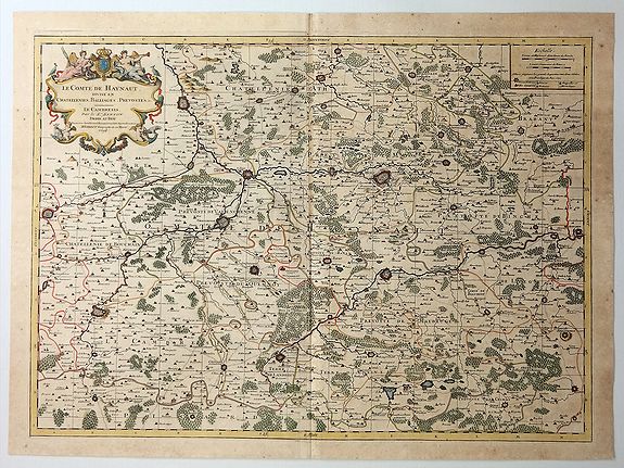 JAILLOT, A., Le Comte de Haynaut Divise en Chattellenies Ballages Prevoste’s & c., antique map, old maps