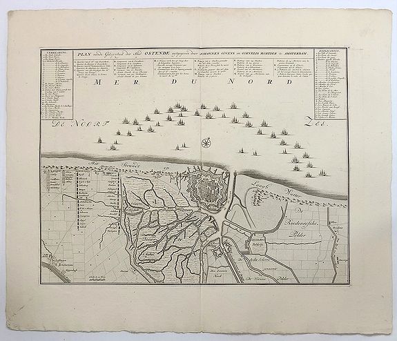 COVENS, C. / MORTIER, P., Plan Vande Gelegenhyd der Stad Ostende, antique map, old maps