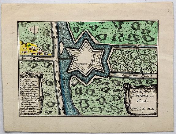 DE FER, N., Plan du Fort de Rebus en Flandre., antique map, old maps