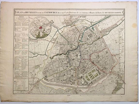 J.B.D.B., Plan de Bruxelles et de ses Faubourgs. , antique map, old maps