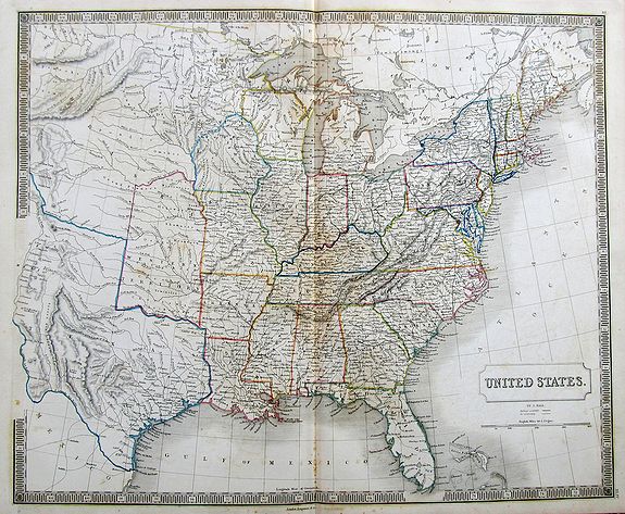 HALL, S., United States., antique map, old maps