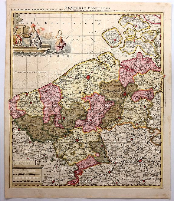 SCHENK, P., Flandriae Comitatus., antique map, old maps