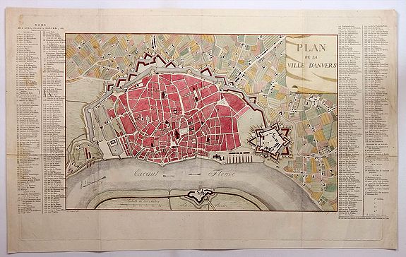 CLEMENT, T., Plan de la Ville d'Anvers., antique map, old maps