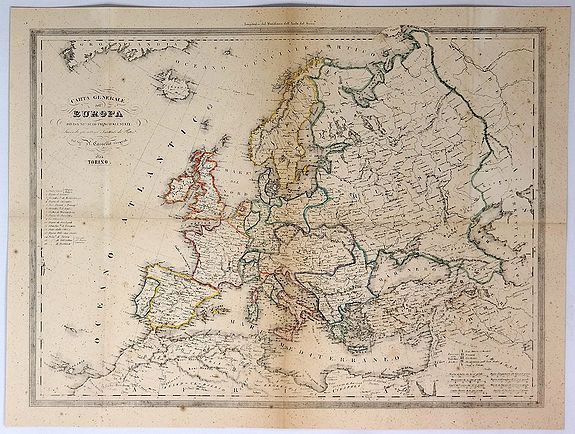 CASSELLA., Carte Generale dell Europa Divisa ne Suoi Principali Stati., antique map, old maps