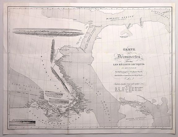 ROSS, J., Carte des Decouvertes Faites dans lesRegions Arctiques en 1829-33., antique map, old maps