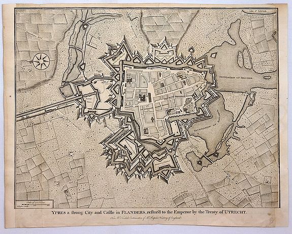 TINDAL, J., Ypres, a Strong City and Castle in Flanders., antique map, old maps