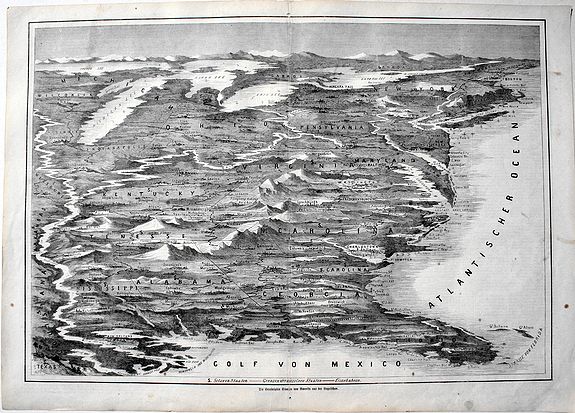 ANONYMOUS, Die Vereinigten Staaten von Amerika aus der Vogelschau., antique map, old maps