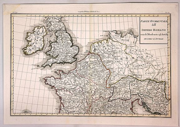 ANVILLE, J.B.B., Parte Occidentale dell Impero Romano …., antique map, old maps