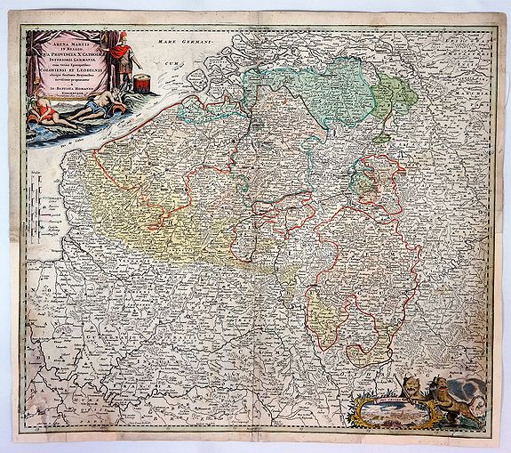 HOMANN HEIRS., Arena Martis in Belgio, Qua Provincie X Catholica…, antique map, old maps