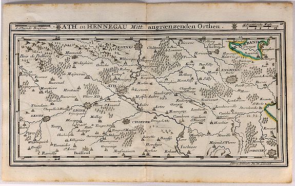 BODENEHR, G., Ath in Hennegau Mitt Angeraenzenden Orthen., antique map, old maps