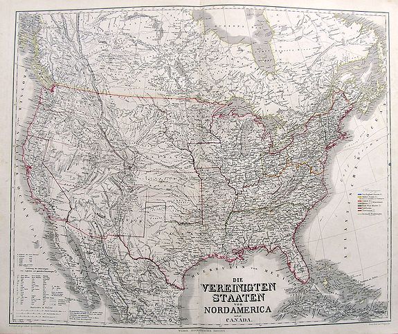 KIEPERT, H., Die Vereinigten Staaten von Nord America nebst Canada., antique map, old maps