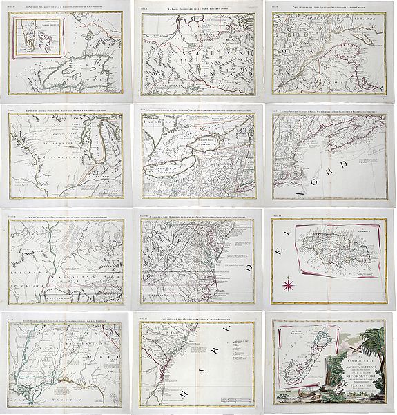 ZATTA, Antonio., LE COLONIE UNITE DELL AMERICA SETTERNTR'le di Nuova Proezione assee li signori RIFORMATORI dello Studio di Padova. (12 Maps), antique map, old maps