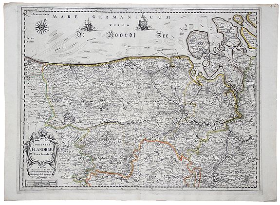 VAN LOCHOM, Pierre, Comitatus Flandriae Nova Tabula., antique map, old maps