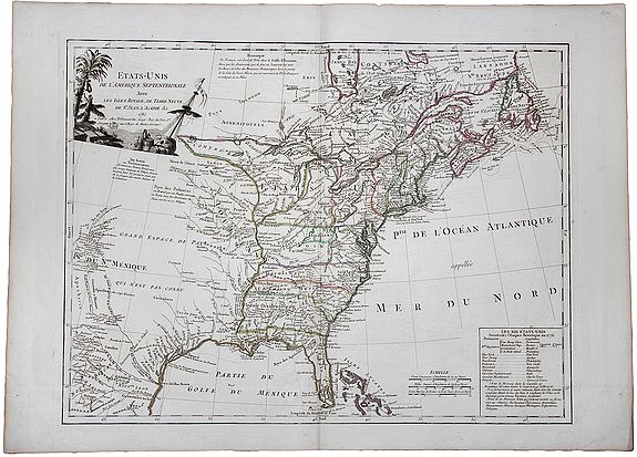 DELEMARCHE, Charles., Etats-Unis de l'Amerique Septentrionale aves les isles Royale de Terre Neuve de St Jean l'cadie &c, 1785, antique map, old maps