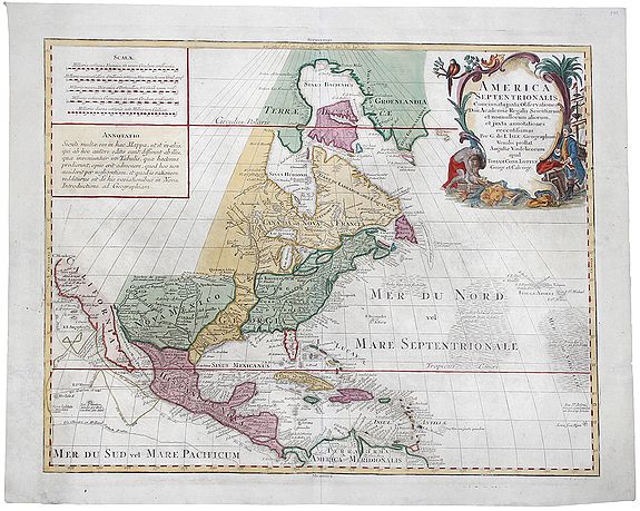 LOTTER, T. C., America Septentrionalis concinnata…, antique map, old maps