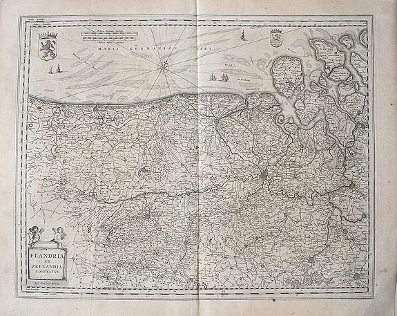 BLAEU, W., Flandria et Zeelandia Comitatus., antique map, old maps