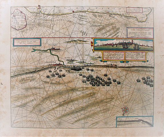 JANSSONIUS, J., Pascaert vande Custe van Vlaenderen, van Walcheren tot Cales en Bouloigne in Vranckrijck., antique map, old maps
