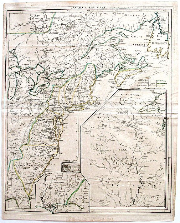 LE ROUGE, George Louis, The East Coast of America with inset maps of the Upper Mississippi and Louisiana & Florida: Canada et Louisiane., antique map, old maps