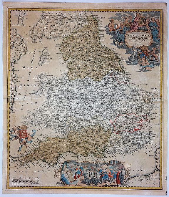 HOMANN, J., Magne Britanniae Pars Meridionalis in Qua Regnum Angliae…, antique map, old maps