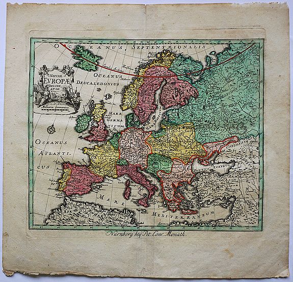 MONATH, Peter Conrad., Novae Europae Delineatio., antique map, old maps