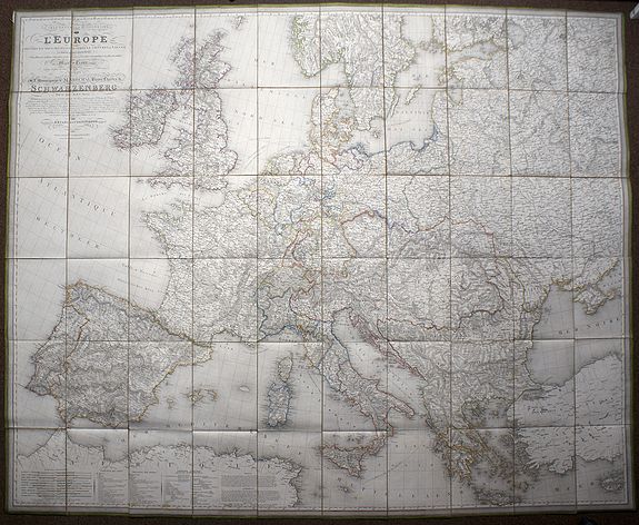 TRAUX, Maximilian, Carte générale et itinéraire de l'Europe : divisée en tous ses états d'après le Congrès de Vienne & autres traités postérieurs, antique map, old maps