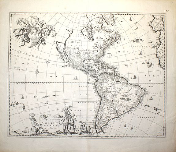 VISSCHER, N., Novissima et Accuratissima Totius Americae Descriptio per N. Visscher, antique map, old maps