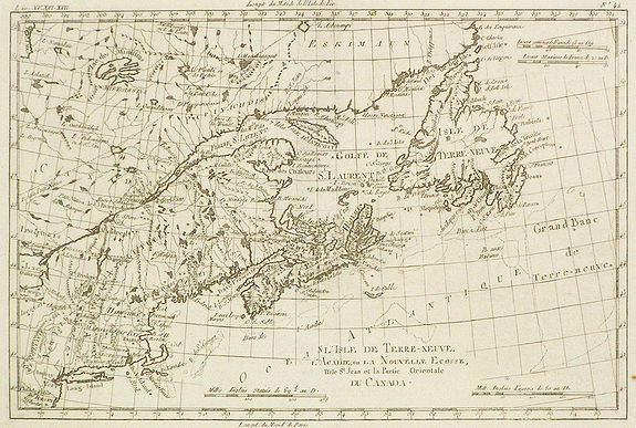 Bonne, R., L'Isle de Terre-Neuve, L'Acadie, ou La Nouvelle Ecosse,. . ., antique map, old maps