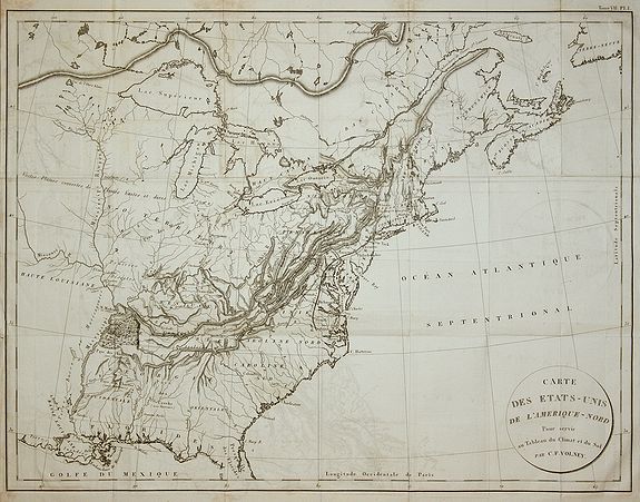 VOLNEY, C. F., Carte de Etats-Unis de l'Amerique-Nord . . ., antique map, old maps