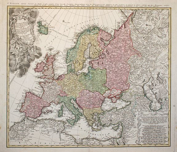 HOMANN HEIRS. / HAAS, J.M., Europa Secundum Legitimas Projectionis Stereographicae Regulas et juxta recentissimas observationes ?, antique map, old maps