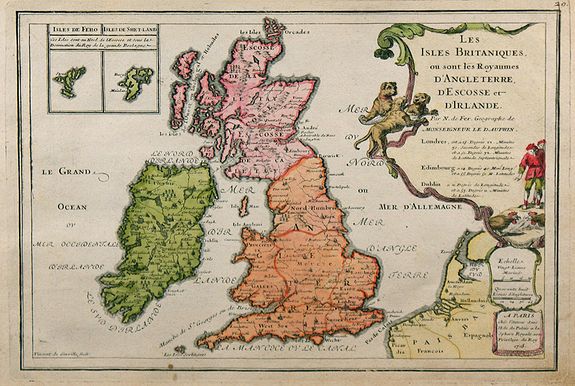 DE FER, Les Isles Britaniques, ou sont les Royaumes d\'Angleterre, d\'Ecosse et d\'Irlande., antique map, old maps