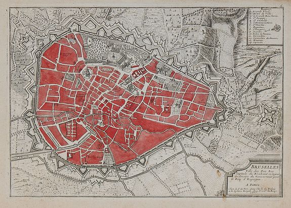 DE FER, N., Bruselles ..., antique map, old maps