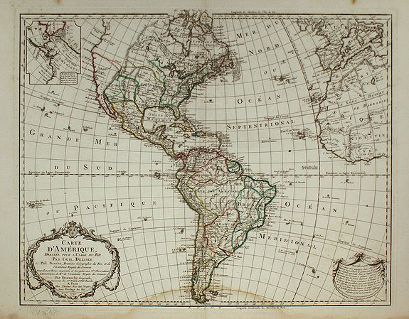 DE L'ISLE / DEZAUCHE, Carte D\'Amerique . . ., antique map, old maps