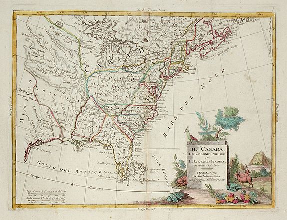ZATTA, A., Il Canada le Colonie Inglesi con Luigiana e Florida . . ., antique map, old maps