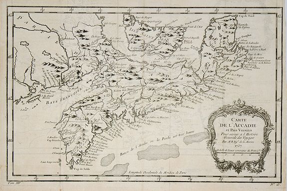BELLIN, J.N., Carte de l\' Accadie et Pais Voisins . . ., antique map, old maps