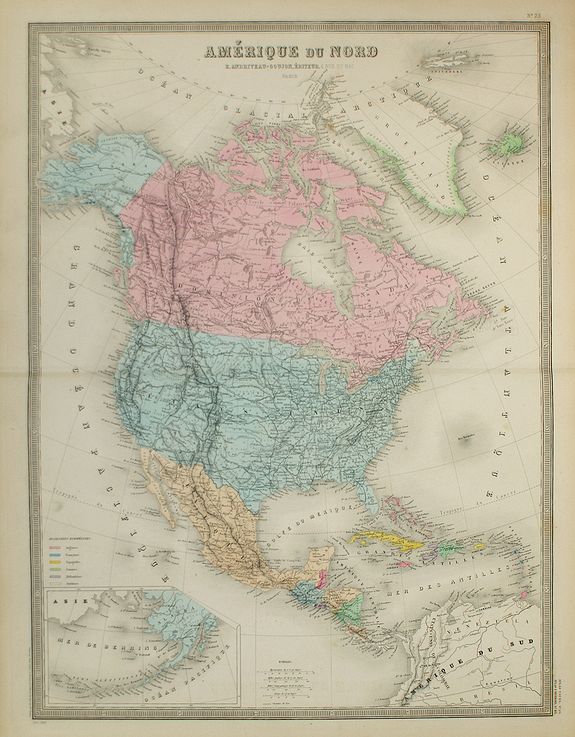 ANDRIVEAU-GOUJON, E., Amérique du Nord., antique map, old maps